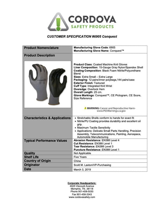 Conquest™, Nitrile, Micro-Foam: #6905